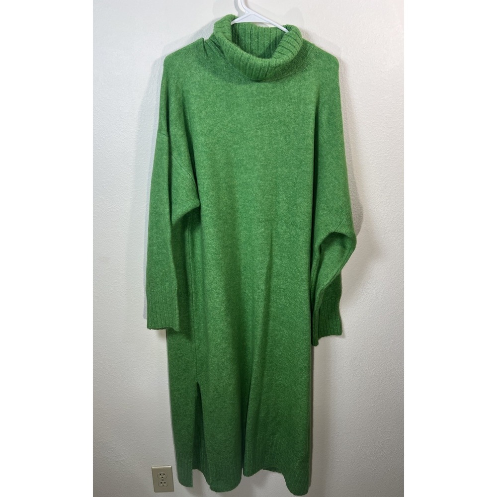Anthropologie Daily Practice Turtleneck Cocoon Sweater Dress XL Kelly Green